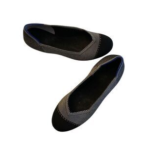 Rothy's The Round Toe Grey Mist black Captoe women's size 8